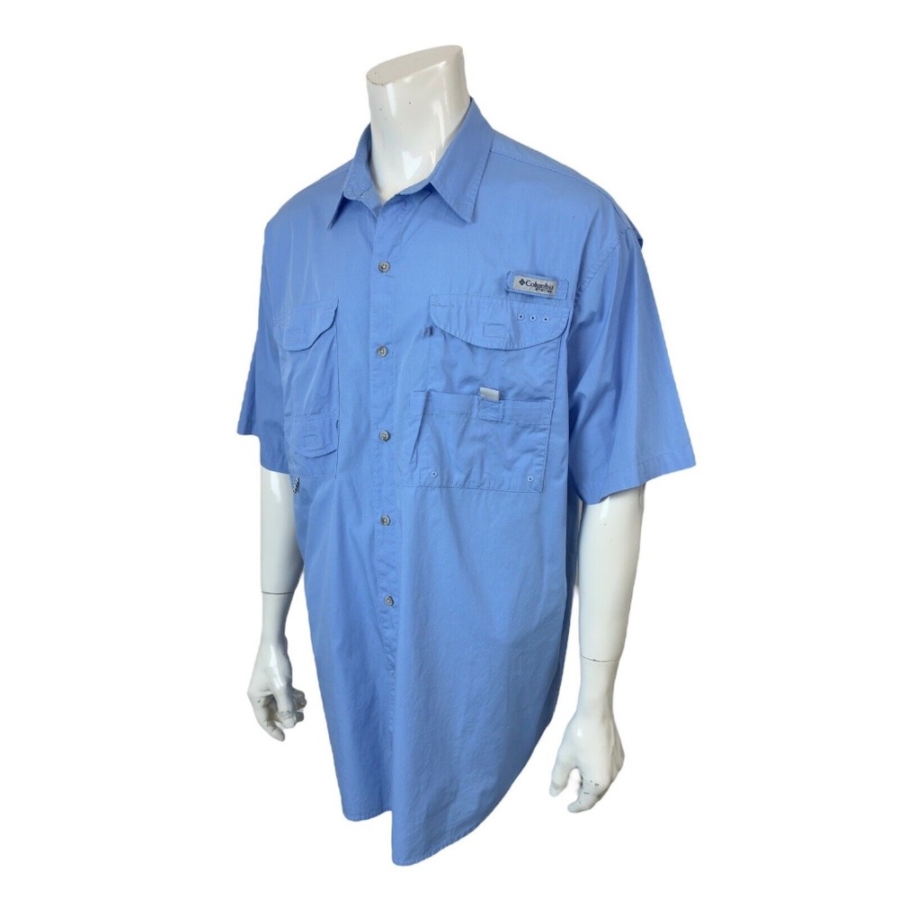Columbia PFG Mens XLT Blue Cotton Vented Hiking Fishing Shirt